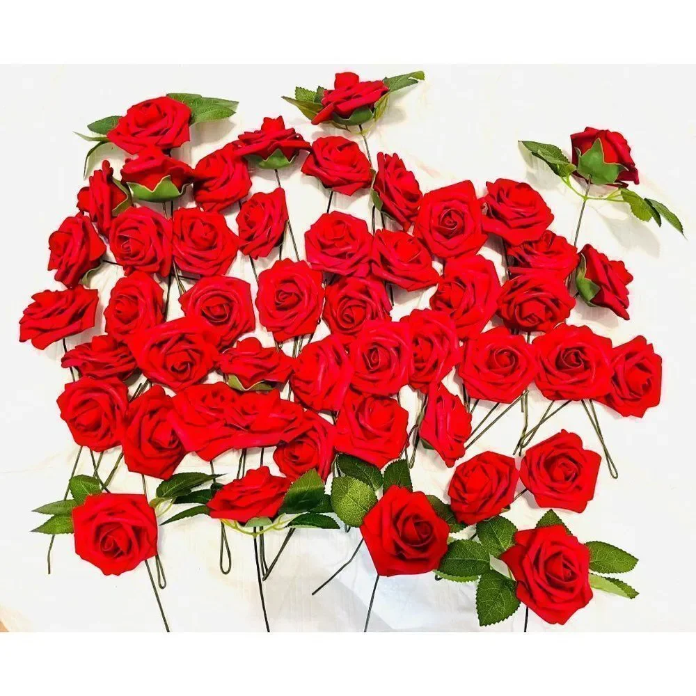 Innogear Artificial 49 Piece‎ Dark Red Roses Wedding Decoration